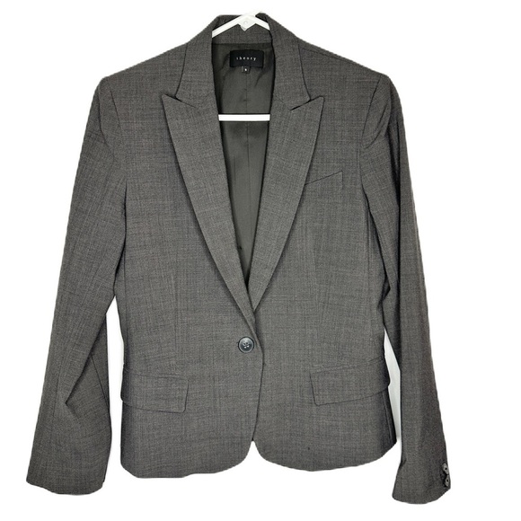 Theory Jackets & Blazers - Theory Wool Blend Grey Single Button Blazer Jacket Academia Preppy Women’s 6